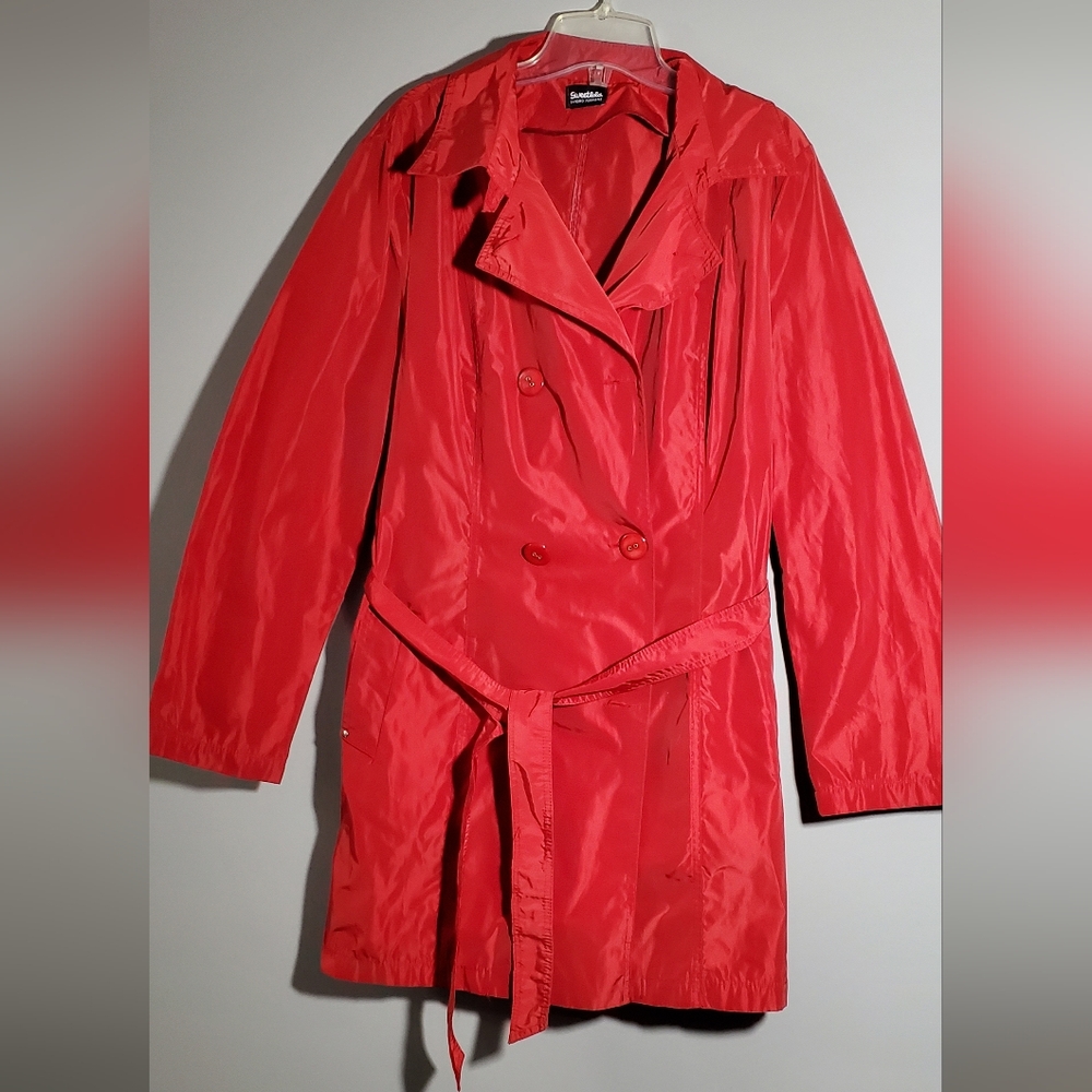Large Sweetlola Sandro Ferrone Roma Red Rain Coat With Belt